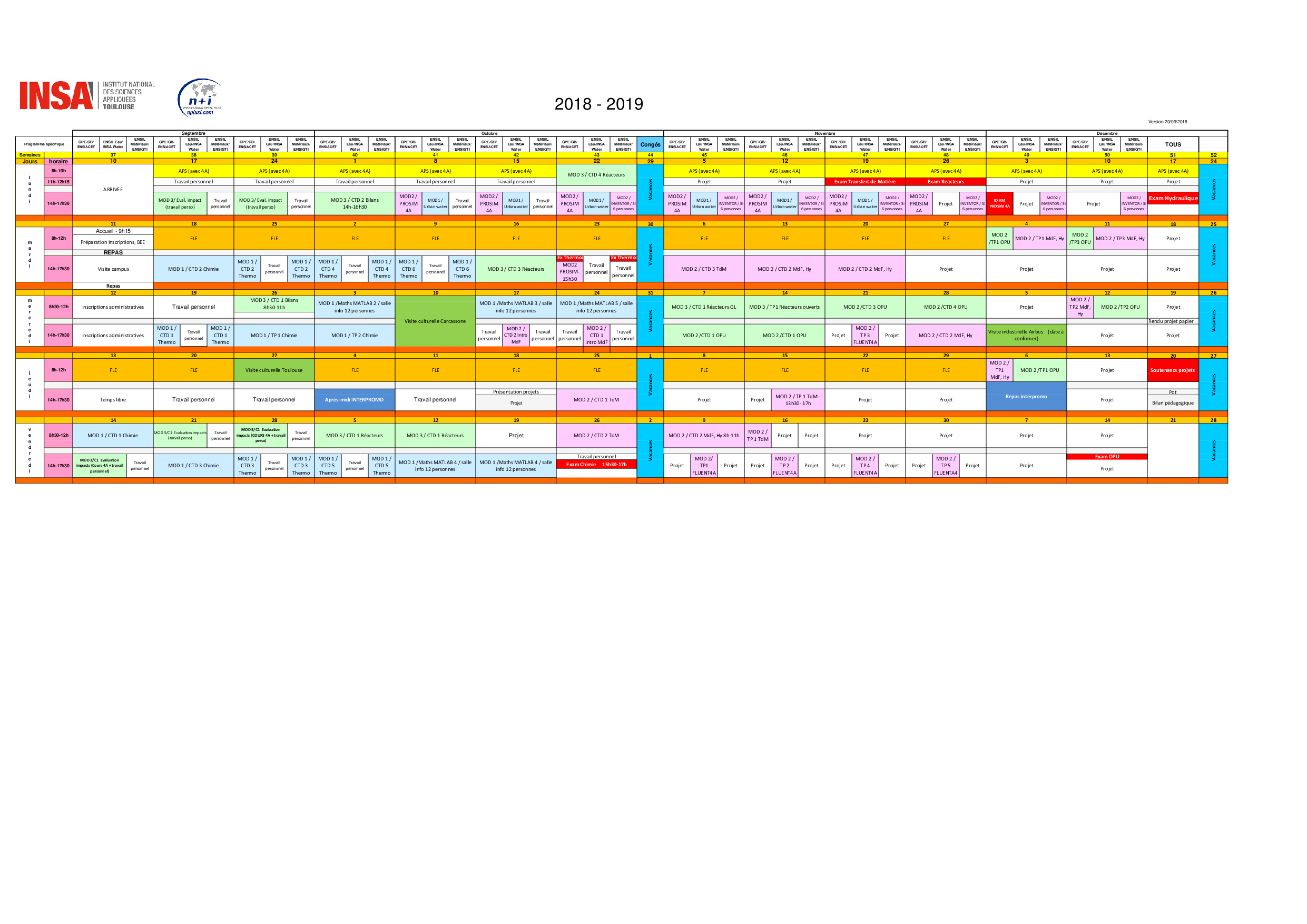 Calendrier Insa Toulouse 2023 Organisation - Insa Toulouse